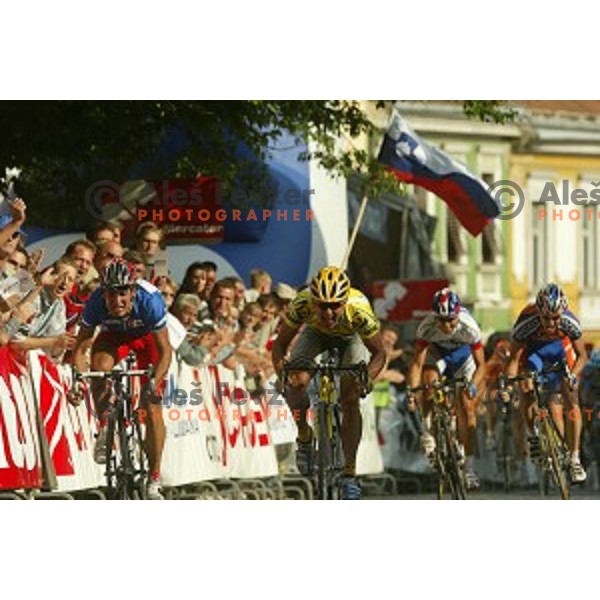 Bostjan Mervar of perutnina Ptuj, winner of last stage with finish in Novo mesto, Tour de Slovenie -professional cycling race, Slovenia on June 12, 2005