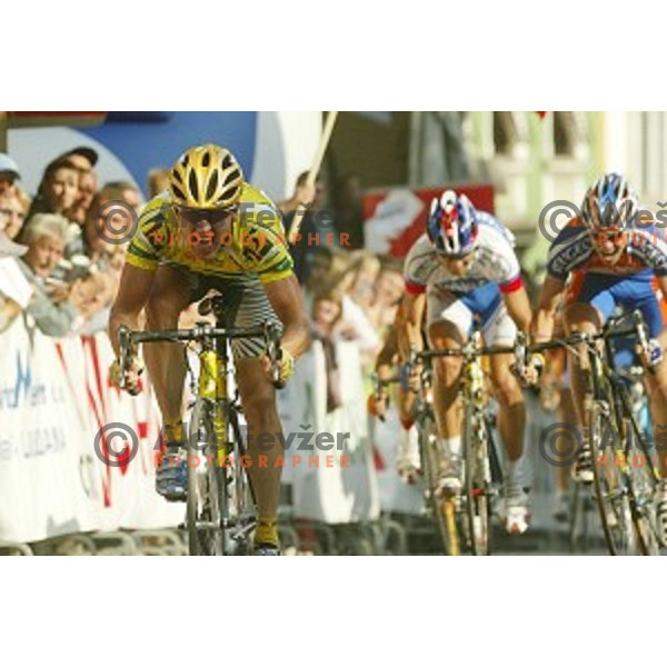 Bostjan Mervar of perutnina Ptuj, winner of last stage with finish in Novo mesto, Tour de Slovenie -professional cycling race, Slovenia on June 12, 2005