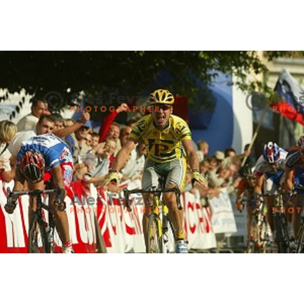 Bostjan Mervar of perutnina Ptuj, winner of last stage with finish in Novo mesto, Tour de Slovenie -professional cycling race, Slovenia on June 12, 2005