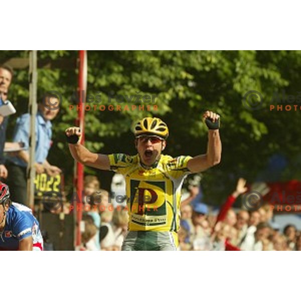 Bostjan Mervar of perutnina Ptuj, winner of last stage with finish in Novo mesto, Tour de Slovenie -professional cycling race, Slovenia on June 12, 2005