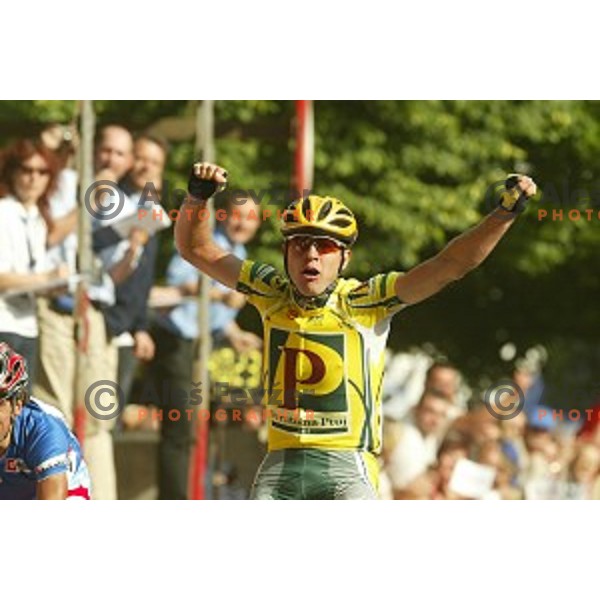 Bostjan Mervar of perutnina Ptuj, winner of last stage with finish in Novo mesto, Tour de Slovenie -professional cycling race, Slovenia on June 12, 2005