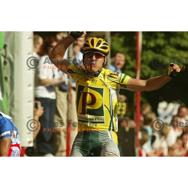 Bostjan Mervar of perutnina Ptuj, winner of last stage with finish in Novo mesto, Tour de Slovenie -professional cycling race, Slovenia on June 12, 2005