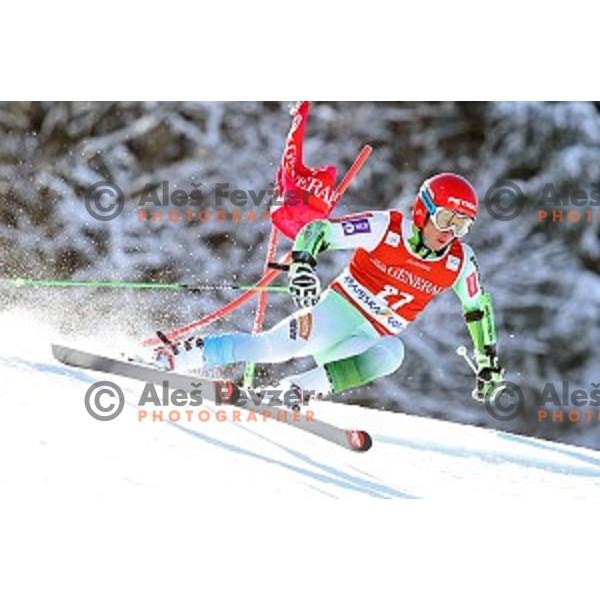 Zan Kranjec (SLO) skiing in first run of AUDI FIS Ski World Cup Giant Slalom in Kranjska gora, Slovenia on March 4, 2016
