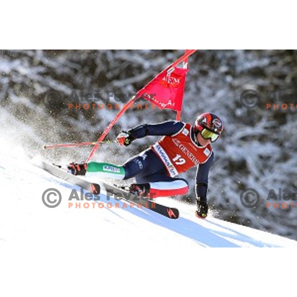 Florian Eisath (ITA) skiing in first run of AUDI FIS Ski World Cup Giant Slalom in Kranjska gora, Slovenia on March 4, 2016