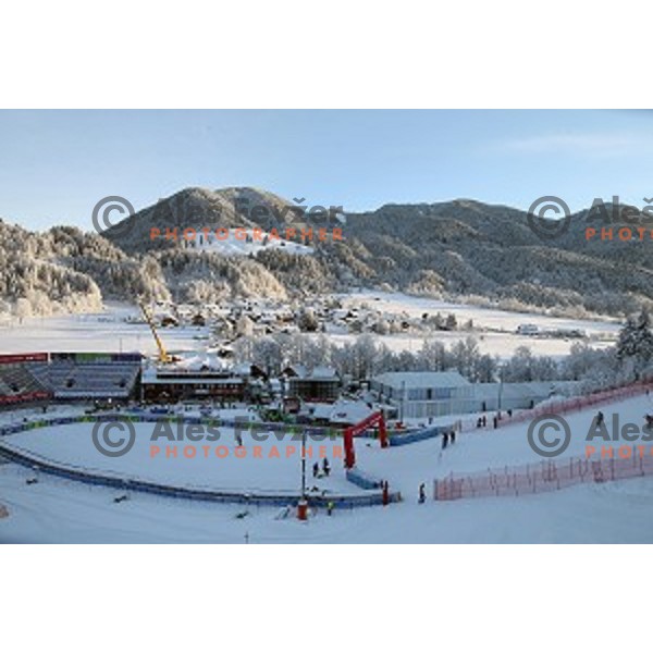 Course preparation before racers inspection at AUDI FIS Ski World Cup Giant Slalom in Kranjska gora, Slovenia on March 4, 2016