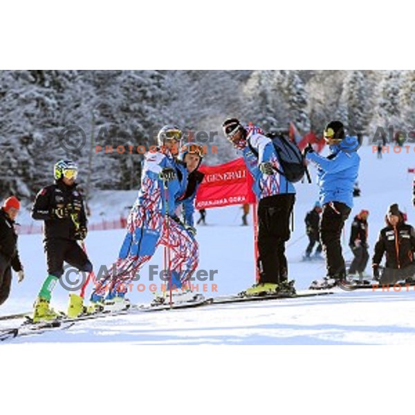 Alexis Pinturault (FRA) at course inspection before AUDI FIS Ski World Cup Giant Slalom in Kranjska gora, Slovenia on March 4, 2016