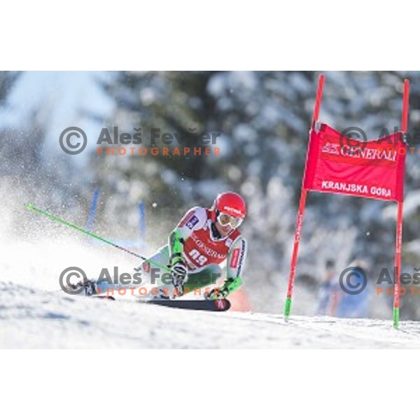 Misel Zerak (SLO) skiing in first run of AUDI FIS Ski World Cup Giant Slalom in Kranjska gora, Slovenia on March 4, 2016