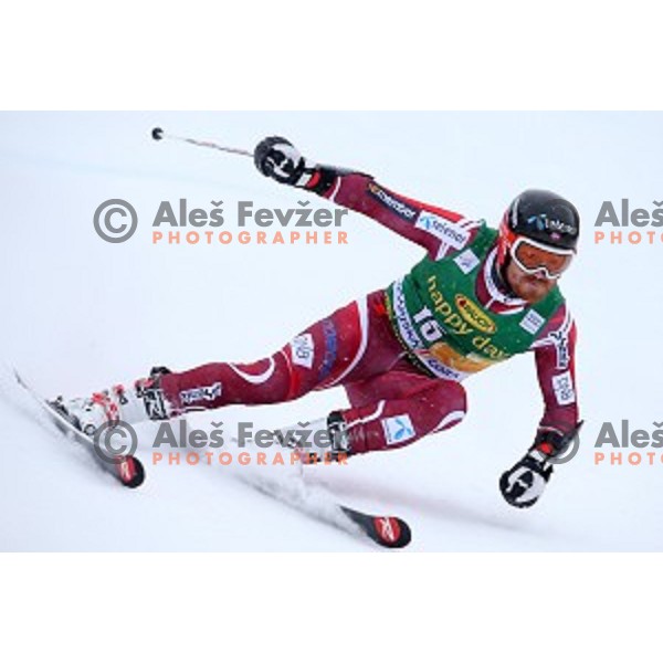 Leif kristian Haugen (NOR) skiing in first run of AUDI FIS Ski World Cup Giant Slalom for 55.Vitranc Cup in Kranjska gora, Slovenia on March 5, 2016