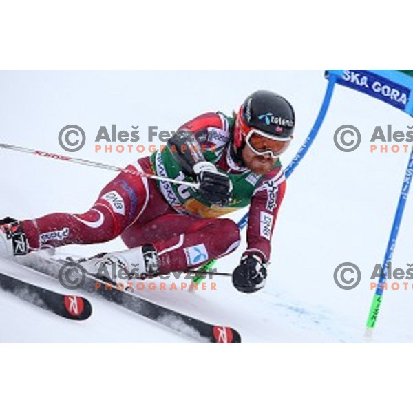 Leif kristian Haugen (NOR) skiing in first run of AUDI FIS Ski World Cup Giant Slalom for 55.Vitranc Cup in Kranjska gora, Slovenia on March 5, 2016