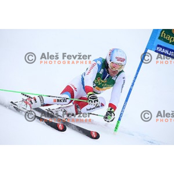 Carlo Janka (SUI) skiing in first run of AUDI FIS Ski World Cup Giant Slalom for 55.Vitranc Cup in Kranjska gora, Slovenia on March 5, 2016