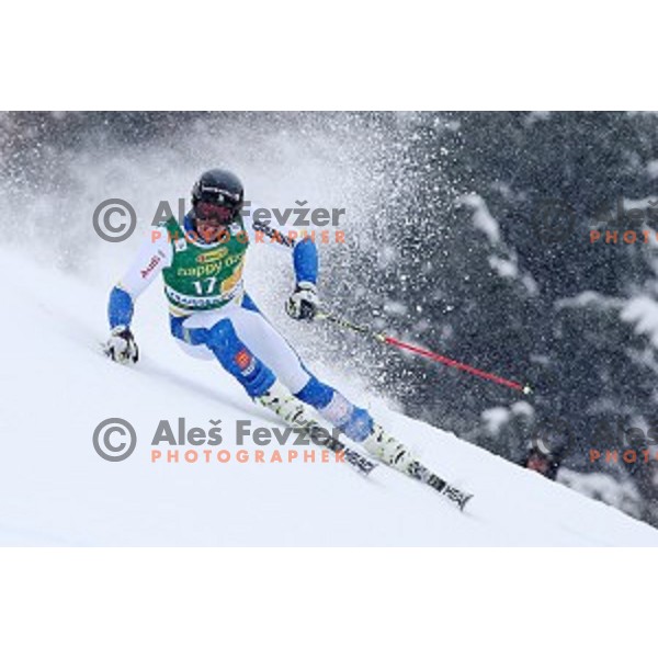 Andre Myhrer (SWE) skiing in first run of AUDI FIS Ski World Cup Giant Slalom for 55.Vitranc Cup in Kranjska gora, Slovenia on March 5, 2016