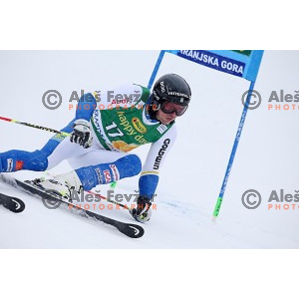 Andre Myhrer (SWE) skiing in first run of AUDI FIS Ski World Cup Giant Slalom for 55.Vitranc Cup in Kranjska gora, Slovenia on March 5, 2016