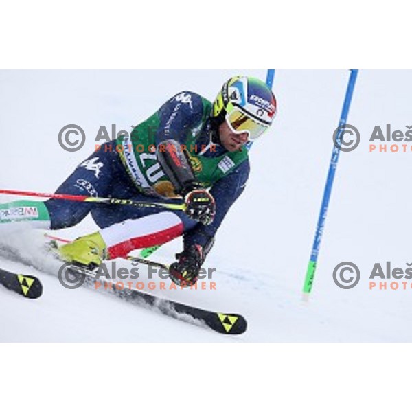 Manfred Moelgg (ITA) skiing in first run of AUDI FIS Ski World Cup Giant Slalom for 55.Vitranc Cup in Kranjska gora, Slovenia on March 5, 2016