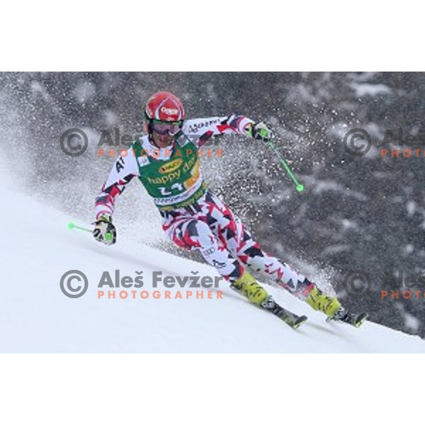 Roland Leitinger (AUT) skiing in first run of AUDI FIS Ski World Cup Giant Slalom for 55.Vitranc Cup in Kranjska gora, Slovenia on March 5, 2016