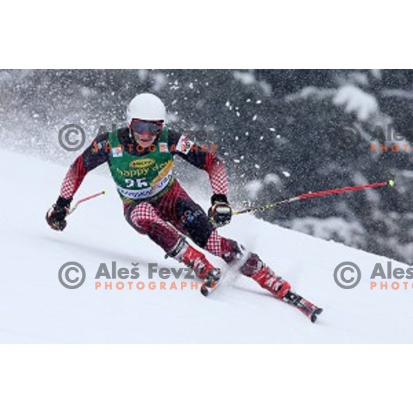 Filip Zubcic (CRO) skiing in first run of AUDI FIS Ski World Cup Giant Slalom for 55.Vitranc Cup in Kranjska gora, Slovenia on March 5, 2016