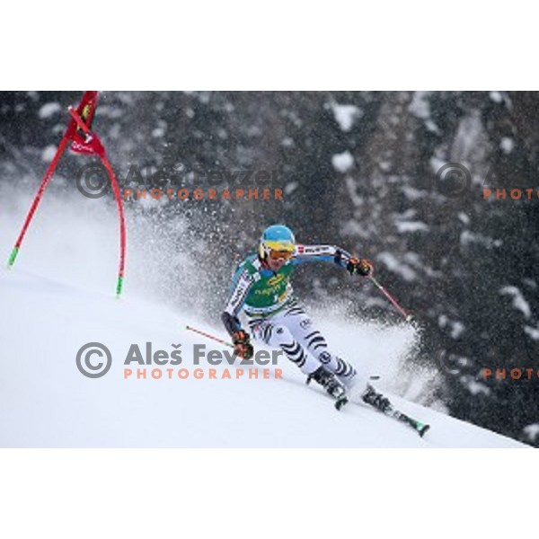 Felix Neureuther (GER) skiing in first run of AUDI FIS Ski World Cup Giant Slalom for 55.Vitranc Cup in Kranjska gora, Slovenia on March 5, 2016