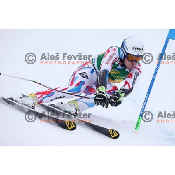 Victor Muffat- Jeandet (FRA) skiing in first run of AUDI FIS Ski World Cup Giant Slalom for 55.Vitranc Cup in Kranjska gora, Slovenia on March 5, 2016