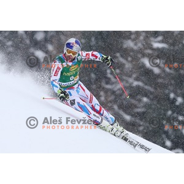 Alexis Pinturault (FRA) skiing in first run of AUDI FIS Ski World Cup Giant Slalom for 55.Vitranc Cup in Kranjska gora, Slovenia on March 5, 2016