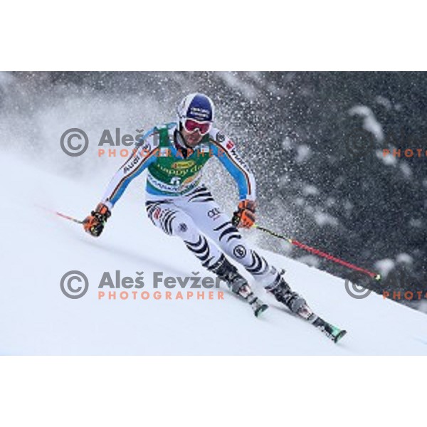 Fritz Dopfer (GER) skiing in first run of AUDI FIS Ski World Cup Giant Slalom for 55.Vitranc Cup in Kranjska gora, Slovenia on March 5, 2016
