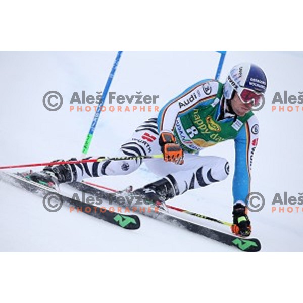 Fritz Dopfer (GER) skiing in first run of AUDI FIS Ski World Cup Giant Slalom for 55.Vitranc Cup in Kranjska gora, Slovenia on March 5, 2016
