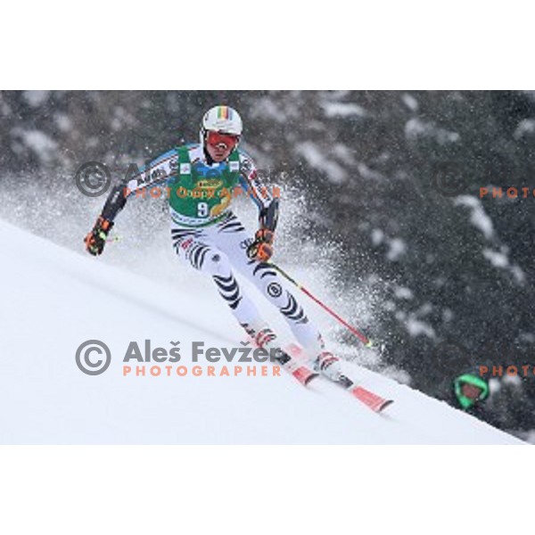 Stefan Luitz (GER) skiing in first run of AUDI FIS Ski World Cup Giant Slalom for 55.Vitranc Cup in Kranjska gora, Slovenia on March 5, 2016