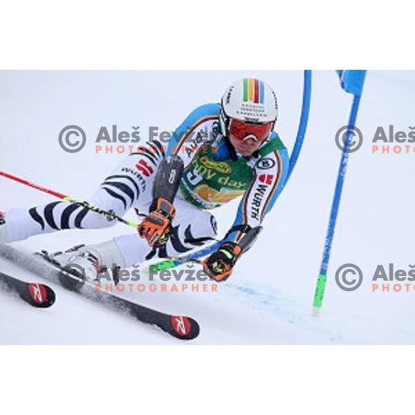 Stefan Luitz (GER) skiing in first run of AUDI FIS Ski World Cup Giant Slalom for 55.Vitranc Cup in Kranjska gora, Slovenia on March 5, 2016