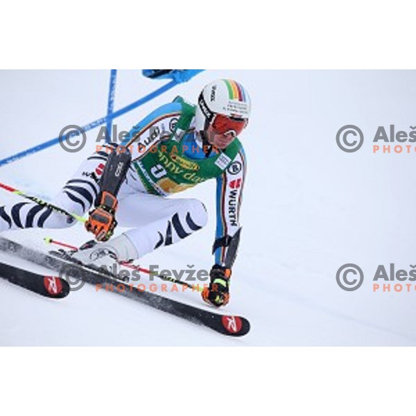 Stefan Luitz (GER) skiing in first run of AUDI FIS Ski World Cup Giant Slalom for 55.Vitranc Cup in Kranjska gora, Slovenia on March 5, 2016