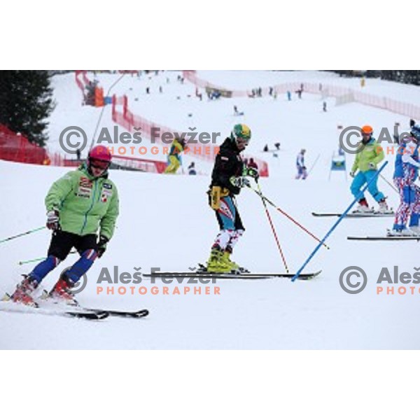 Course inspection before AUDI FIS Ski World Cup Giant Slalom for 55.Vitranc Cup in Kranjska gora, Slovenia on March 5, 2016