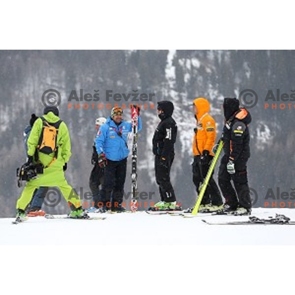 Course inspection before AUDI FIS Ski World Cup Giant Slalom for 55.Vitranc Cup in Kranjska gora, Slovenia on March 5, 2016