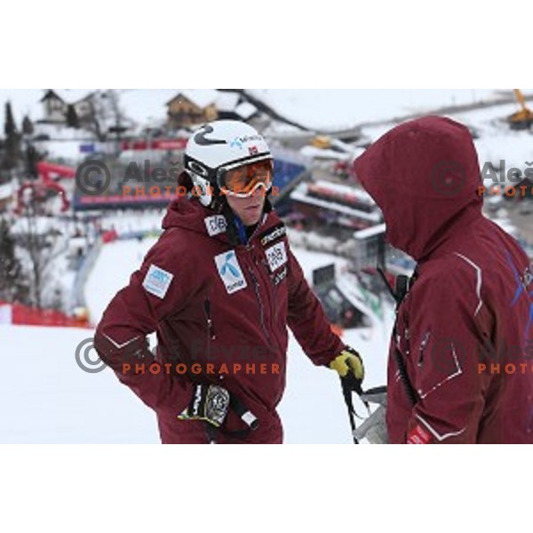 Course inspection before AUDI FIS Ski World Cup Giant Slalom for 55.Vitranc Cup in Kranjska gora, Slovenia on March 5, 2016