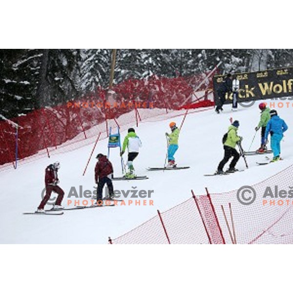 Course inspection before AUDI FIS Ski World Cup Giant Slalom for 55.Vitranc Cup in Kranjska gora, Slovenia on March 5, 2016
