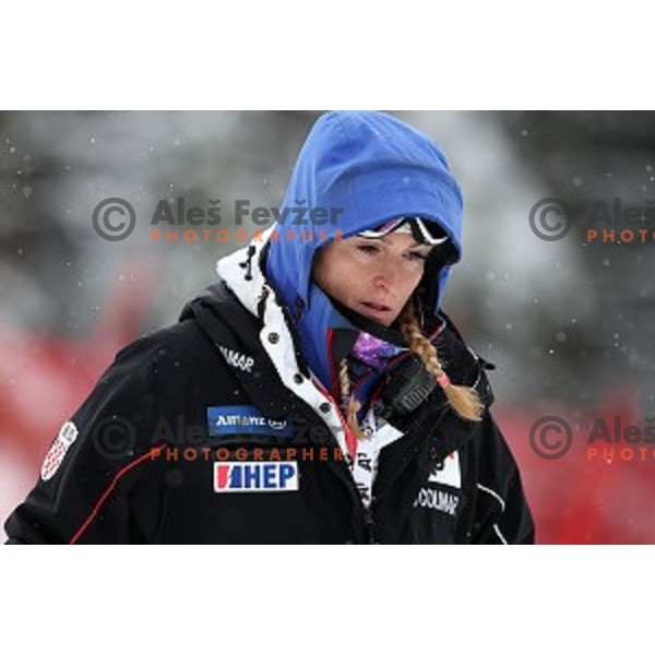 Janica Kostelic at AUDI FIS Ski World Cup Slalom for 55.Vitranc Cup in Kranjska gora, Slovenia on March 6, 2016