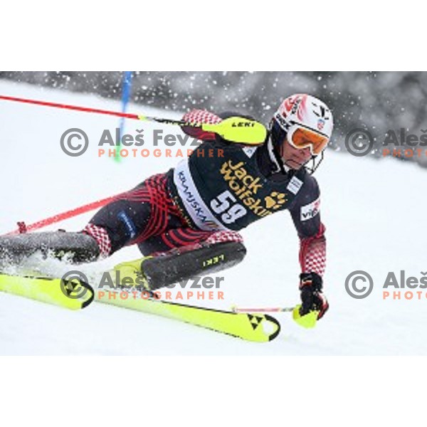 Ivica Kostelic (CRO) skiing in first run of AUDI FIS Ski World Cup Slalom for 55.Vitranc Cup in Kranjska gora, Slovenia on March 6, 2016