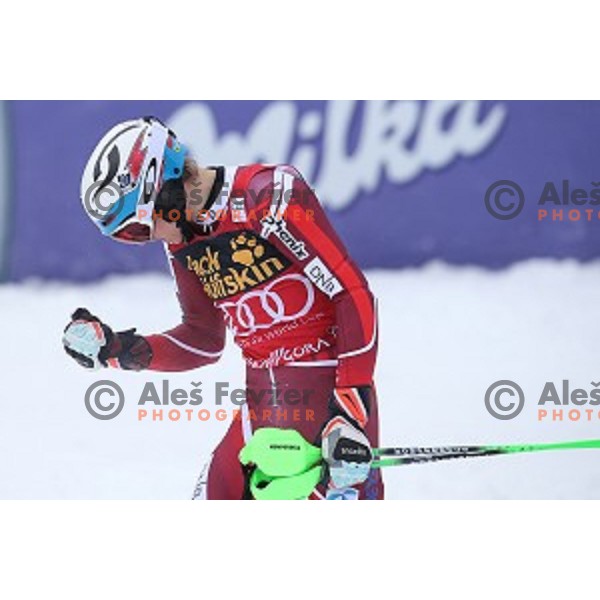 Henrik Kristoffersen (NOR) runner-up at AUDI FIS Ski World Cup Slalom for 55.Vitranc Cup in Kranjska gora, Slovenia on March 6, 2016