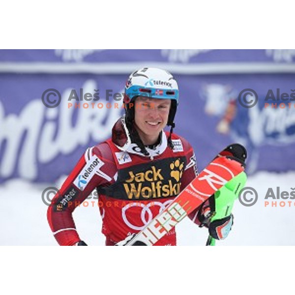 Henrik Kristoffersen (NOR) runner-up at AUDI FIS Ski World Cup Slalom for 55.Vitranc Cup in Kranjska gora, Slovenia on March 6, 2016