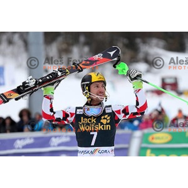 Marcel Hirscher (AUT) winner of AUDI FIS Ski World Cup Slalom for 55.Vitranc Cup in Kranjska gora, Slovenia on March 6, 2016