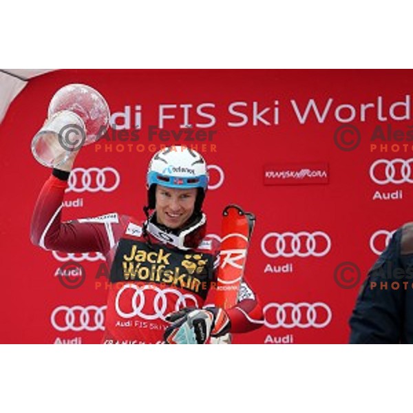 Henrik Kristoffersen (NOR) runner-up at AUDI FIS Ski World Cup Slalom for 55.Vitranc Cup in Kranjska gora, Slovenia on March 6, 2016