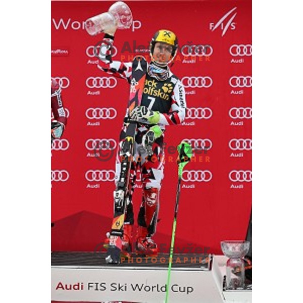 Marcel Hirscher (AUT) winner of AUDI FIS Ski World Cup Slalom for 55.Vitranc Cup in Kranjska gora, Slovenia on March 6, 2016