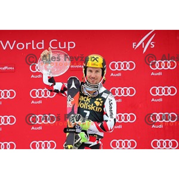 Marcel Hirscher (AUT) winner of AUDI FIS Ski World Cup Slalom for 55.Vitranc Cup in Kranjska gora, Slovenia on March 6, 2016