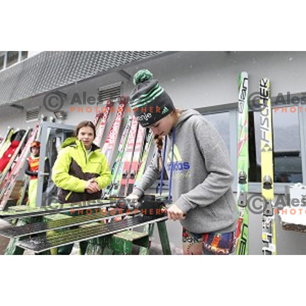 Slovenia Nordic Ski team practice at 120 meters jumping hill in Planica, Slovenia on March 9, 2016