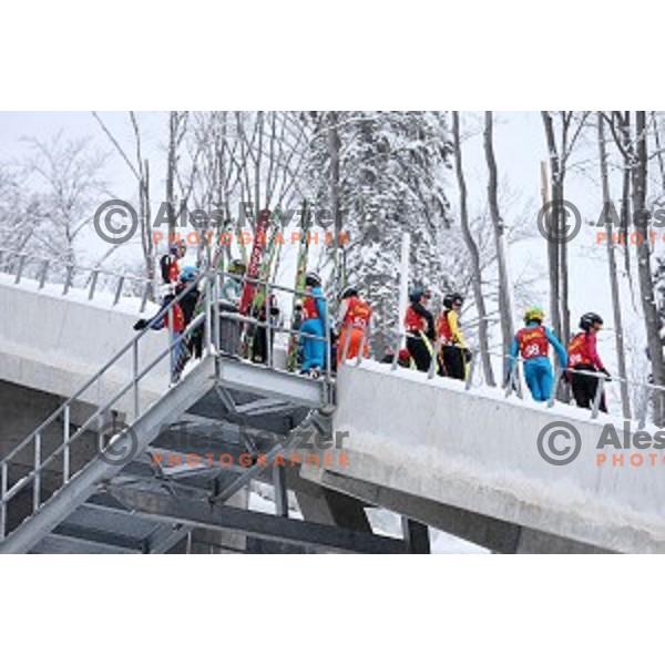 Slovenia Nordic Ski team practice at 120 meters jumping hill in Planica, Slovenia on March 9, 2016