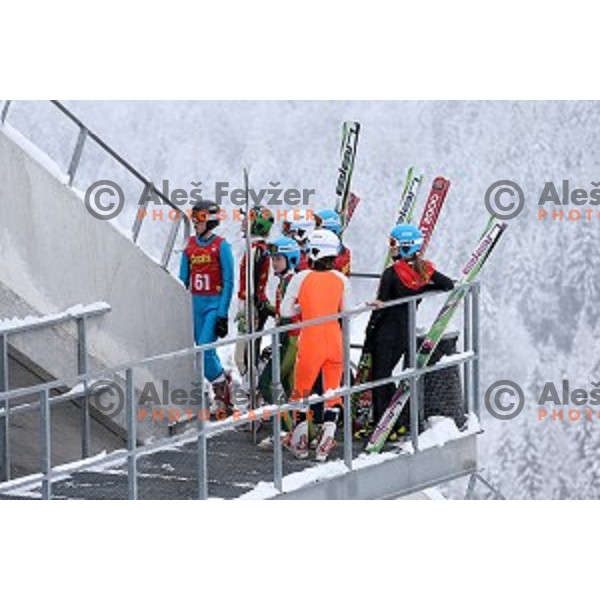 Slovenia Nordic Ski team practice at 120 meters jumping hill in Planica, Slovenia on March 9, 2016