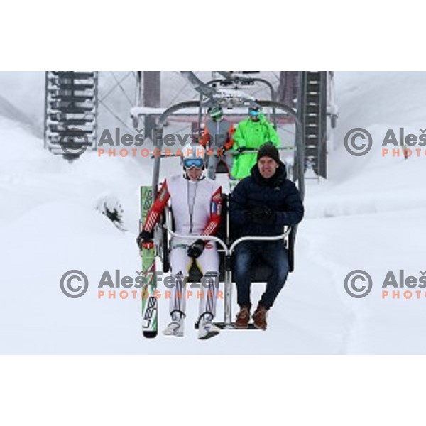 Slovenia Nordic Ski team practice at 120 meters jumping hill in Planica, Slovenia on March 9, 2016