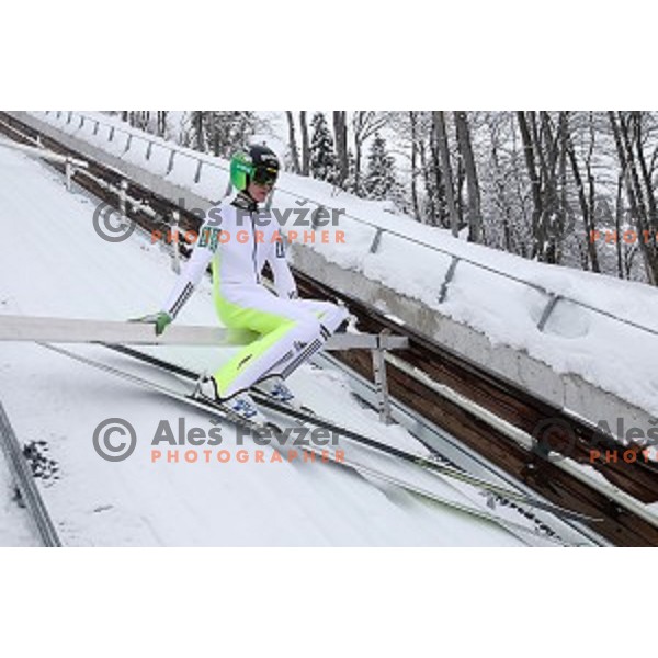 Peter Prevc of Slovenia Nordic Ski team during practice at 120 meters jumping hill in Planica, Slovenia on March 9, 2016