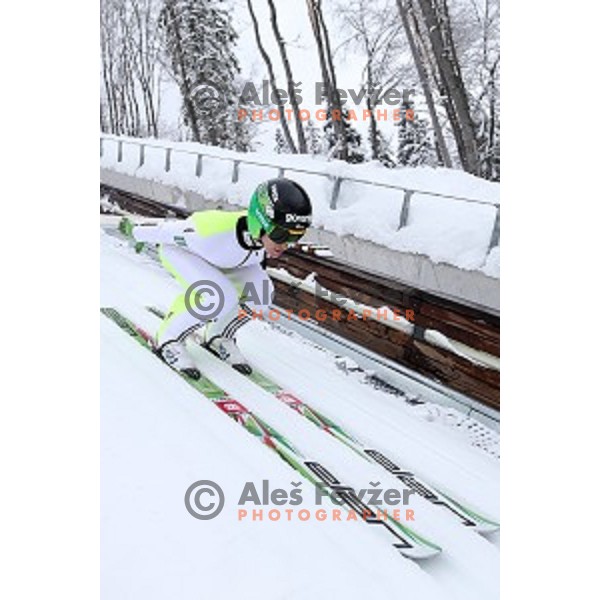 Peter Prevc of Slovenia Nordic Ski team during practice at 120 meters jumping hill in Planica, Slovenia on March 9, 2016