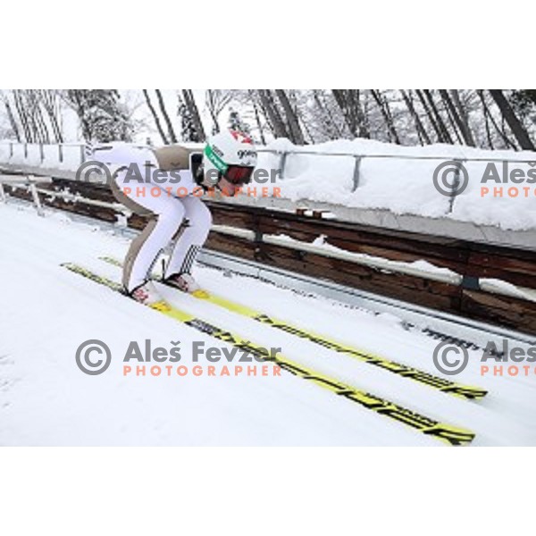 Robi Kranjec of Slovenia Nordic Ski team during practice at 120 meters jumping hill in Planica, Slovenia on March 9, 2016