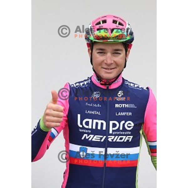 Luka Pibernik of Slovenia, member of Lampre Merida cycling team during practice in Ljubljana, Slovenia on March 15, 2016