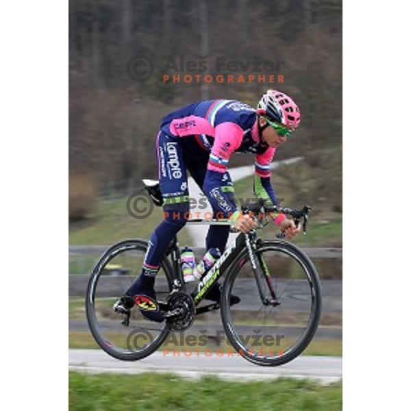 Luka Pibernik of Slovenia, member of Lampre Merida cycling team during practice in Ljubljana, Slovenia on March 15, 2016