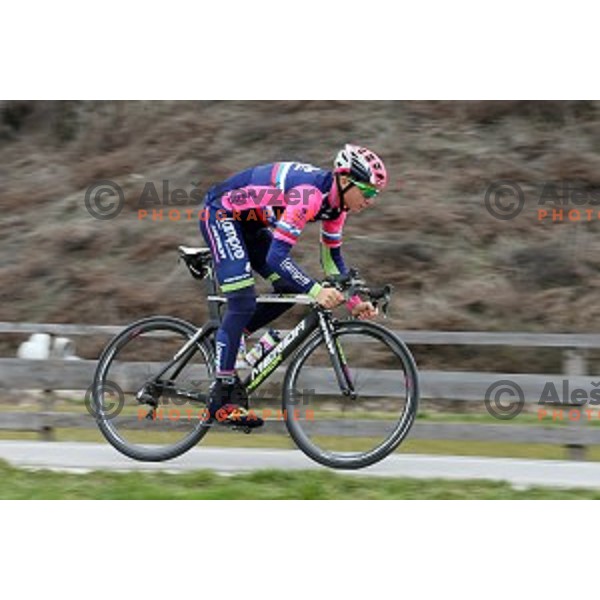 Luka Pibernik of Slovenia, member of Lampre Merida cycling team during practice in Ljubljana, Slovenia on March 15, 2016