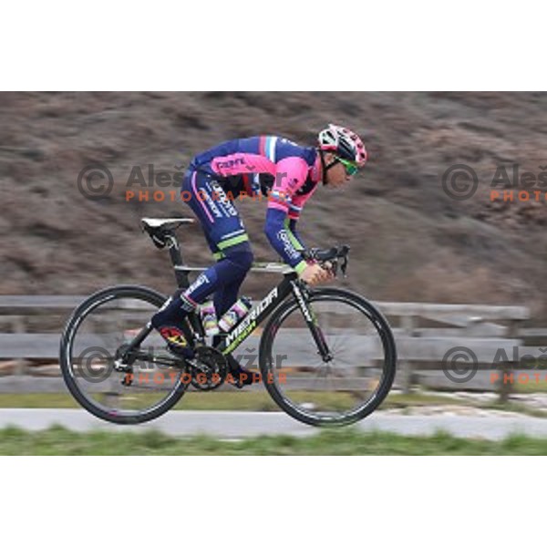Luka Pibernik of Slovenia, member of Lampre Merida cycling team during practice in Ljubljana, Slovenia on March 15, 2016